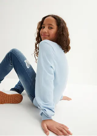 bonprix Weicher Mädchen Feinstrickpullover mit Knotendetail - blau Osterangebot