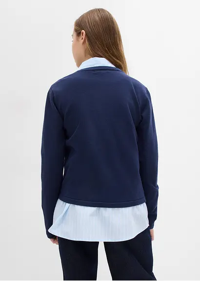 bonprix Mädchen Feinstrickjacke vielseitig kombinierbar - blau Jubiläumsangebot