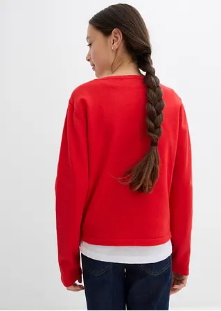bonprix Mädchen Feinstrickjacke vielseitig kombinierbar - rot Lagerräumung