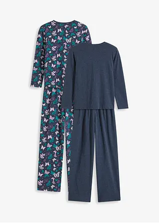 bonprix Zauberhafter Mädchen Pyjama im Doppelpack mit 2 Langarmshirt und 2 Pyjamahosen Heißer Verkauf