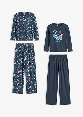 bonprix Zauberhafter Mädchen Pyjama im Doppelpack mit 2 Langarmshirt und 2 Pyjamahosen Heißer Verkauf