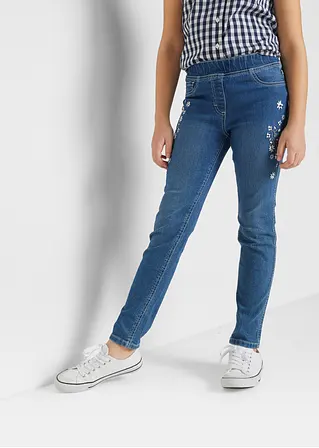 bonprix Hübsche Mädchen Jeggings mit Blumenstickerei - blau Neueste Mode
