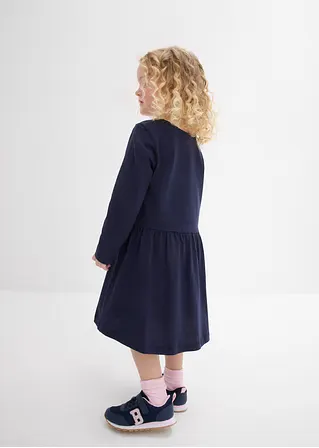 bonprix Langarm Mädchen Jerseykleid aus reiner Bio-Baumwolle - blau Blitzangebot