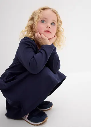 bonprix Langarm Mädchen Jerseykleid aus reiner Bio-Baumwolle - blau Blitzangebot