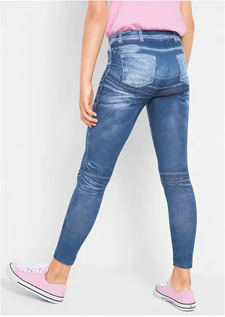 bonprix Tolle Mädchen Leggings mit angesagtem Denimdruck - blau Große Rabatte