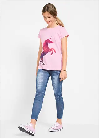 bonprix Tolle Mädchen Leggings mit angesagtem Denimdruck - blau Große Rabatte