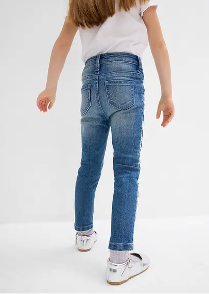 bonprix Moderne Mädchen Skinny-Jeans mit dekorativen Pailletten - blau Neuheiten