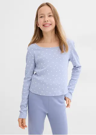 bonprix Bedrucktes Mädchen Langarmshirt aus Rippe - blau Bestseller