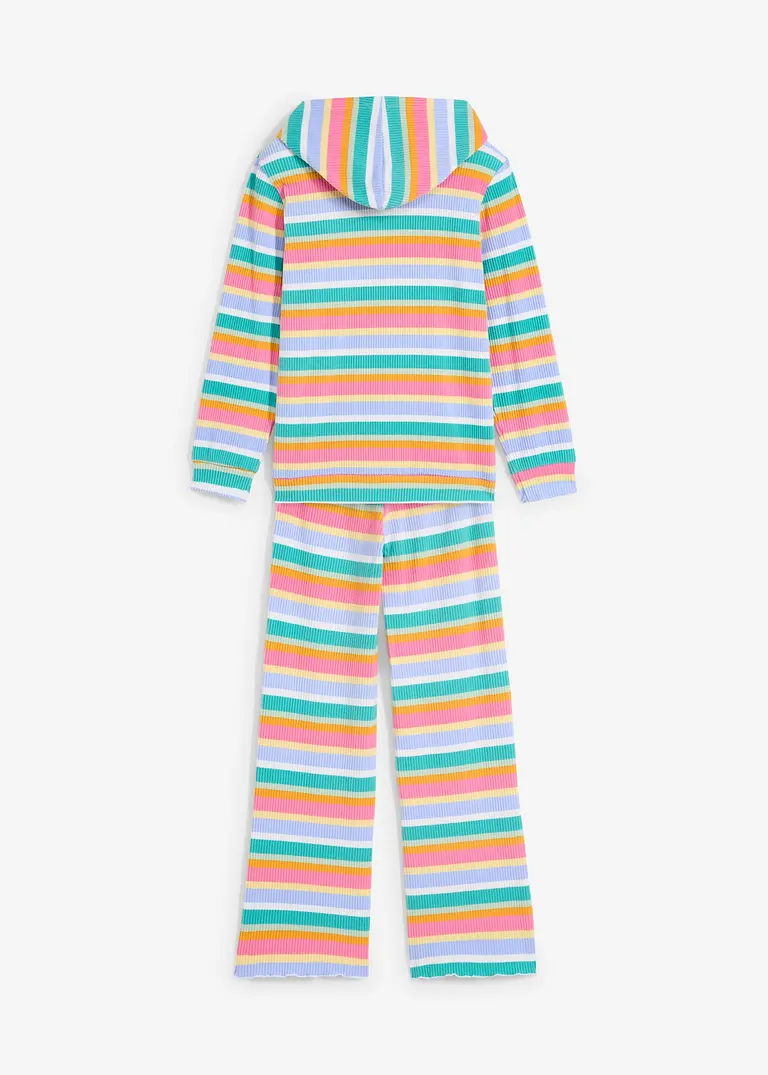 bonprix Farbenfroher 2-tgl Kinderanzug mit Kaputze aus flauschiger Rippware Räumungsverkauf