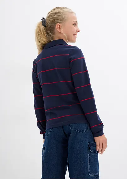 bonprix Mädchen Langarmshort aus Bio-Baumwolle - blau - Kinder Kauf eins, bekomm eins gratis