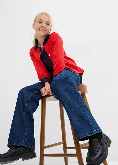 bonprix Mädchen Langarmshort aus Bio-Baumwolle - blau - Kinder Kauf eins, bekomm eins gratis