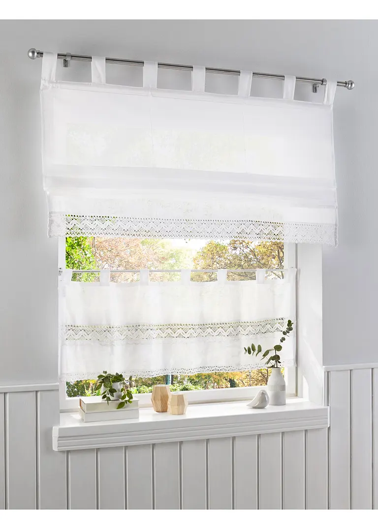 bonprix Küchengardine mit tollen Häkel-Details - Schlaufen Outlet