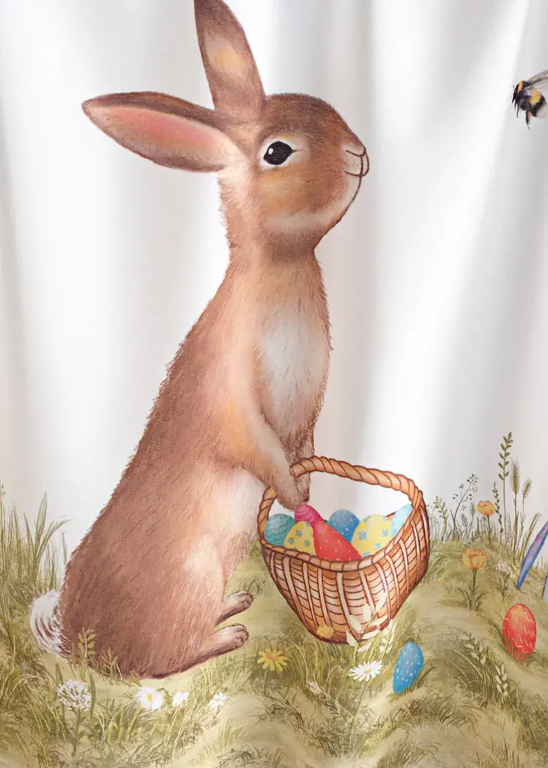 bonprix Farbenfrohe Küchengardine mit Osterhase und bunter Blumenwiese Begrenztes Angebot