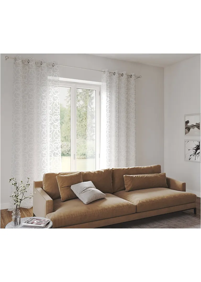 bonprix Gardinenschal im topmodernen Ton-in-Ton-Design - weiß Ösen Neueste Mode