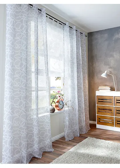 bonprix Dekroartiver Sichtschutz in zeitlosem Design - weiß Schlaufen Zeitlich begrenztes Angebot