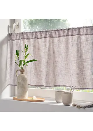 bonprix Helle Küchengardine in schlichter Leinen-Optik - grau Tunnelzug Räumungsverkauf