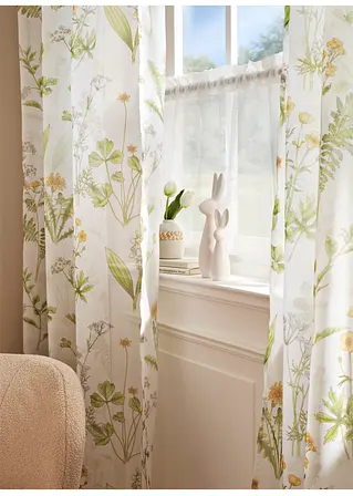 bonprix Helle Küchengardine in schlichter Leinen-Optik - weiß Tunnelzug Kauf eins, bekomm eins gratis