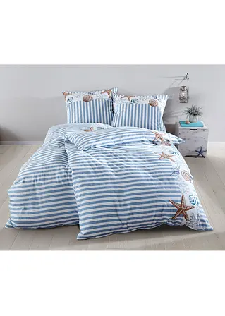 bonprix Maritimer Hingucker: Bettwäsche mit Streifen und Muscheln Nur für heute