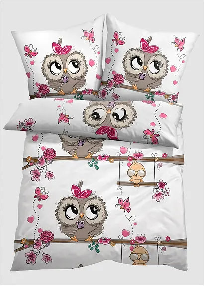 bonprix Bettwäsche mit Tiermotiv - weiss Baumwollgemisch Online